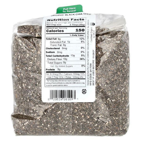 Насіння чіа чорного органічне 454 г Bergin Fruit and Nut Company 020526081093 фото