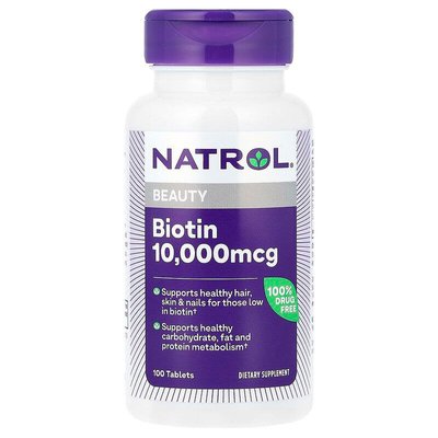 Биотин 10 000 мкг | 100 таб Natrol  047469053963 фото