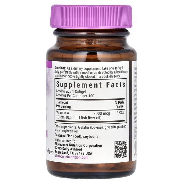 Витамин А 10000 МЕ | 100 кап Bluebonnet Nutrition  743715002982 фото