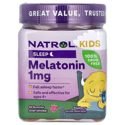 Мелатонін для дітей зі смаком ягід 60 жувальних цукерок Natrol  047469076924 фото