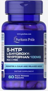 5-HTP швидкого вивільнення 100 мг 60 кап Puritan`s Pride 074312153150 фото