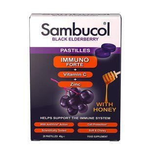 Чорна бузина + Вітамін С Immuno Forte 20 пастилок Sambucol 5060216561295 фото