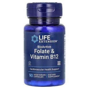 Фолієва кислота та В12 | 90 кап Life Extension 737870184294 фото
