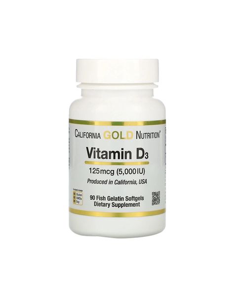 Витамин D3 125 мкг | 90 кап California Gold Nutrition 20201250 898220010653 фото