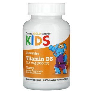 Вітамін D3 для дітей, зі смаком вишні 90 жув таблеток California Gold Nutrition 898220022779 фото