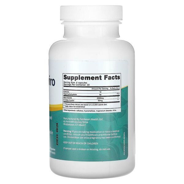 Міо-інозитол + D-хіро інозитол 120 кап Fairhaven Health  896593002275 фото