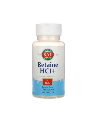 Бетаїн HCl + | 100 таб KAL  021245102694 фото