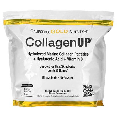 Морський колаген з гіалуроновою кислотою та вітаміном C | 1 кг California Gold Nutrition 898220021017 фото