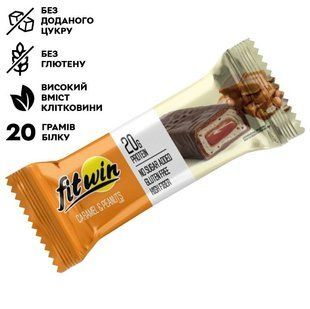 Протеїновий батончик Protein Bar 33% карамель арахіс 60 г FitWin 4820273230012 фото