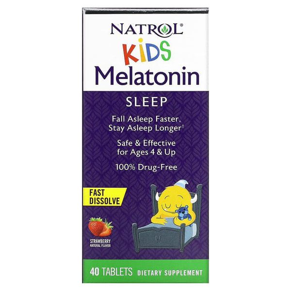 Мелатонін для дітей полуничний смак 40 таб Natrol 047469075293 фото