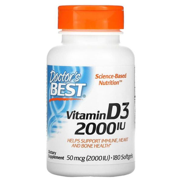Вітамін D3 2000 МО | 180 кап Doctor's Best 753950002104 фото