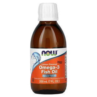 Риб&rsquo;ячий жир з омега-3, зі смаком лимону | 200 мл NOW Foods 733739016591 фото