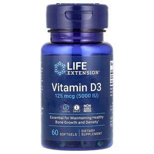 Вітамін D-3 5000 МО 60 капсул Life Extension 737870171362 фото