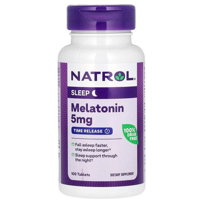 Мелатонін із повільним вивільненням 5 мг | 100 таблеток Natrol  047469048372 фото