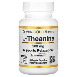 L-теанін з AlphaWave, 200 мг 60 рослинних капсул California Gold Nutrition 898220012428 фото