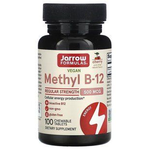 Вітамін В-12 ( метилколбаланін) 500 мкг смак вишні 100 пастилок Jarrow Formulas 790011180159 фото