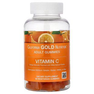 Вітамін С апельсиновий смак 90 жовт таб California Gold Nutrition  898220010929 фото
