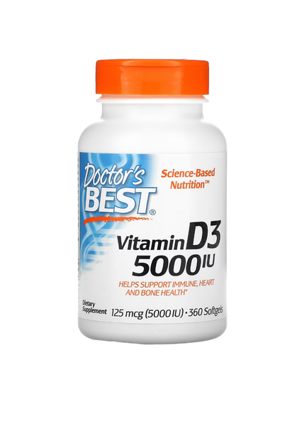 Вітамін D3 5000 МО | 360 кап Doctor's Best 753950002500 фото