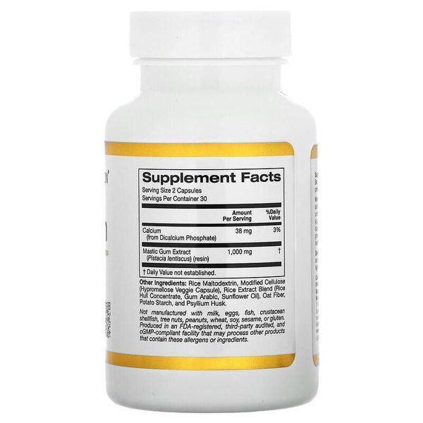 Мастикова смола 500 мг 60 капсул California Gold Nutrition 898220018376 фото