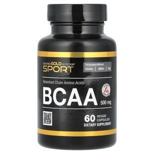 Амінокислоти з розгалуженими ланцюгами BCAA 500 мг 60 капсул California Gold Nutrition 898220011278 фото