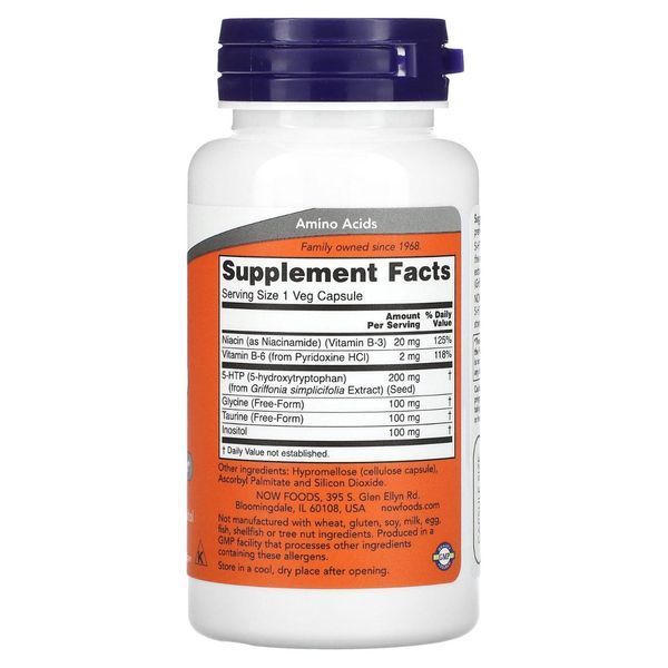 5-HTP подвійна сила 200 мг 60 кап Now Foods  733739001085 фото